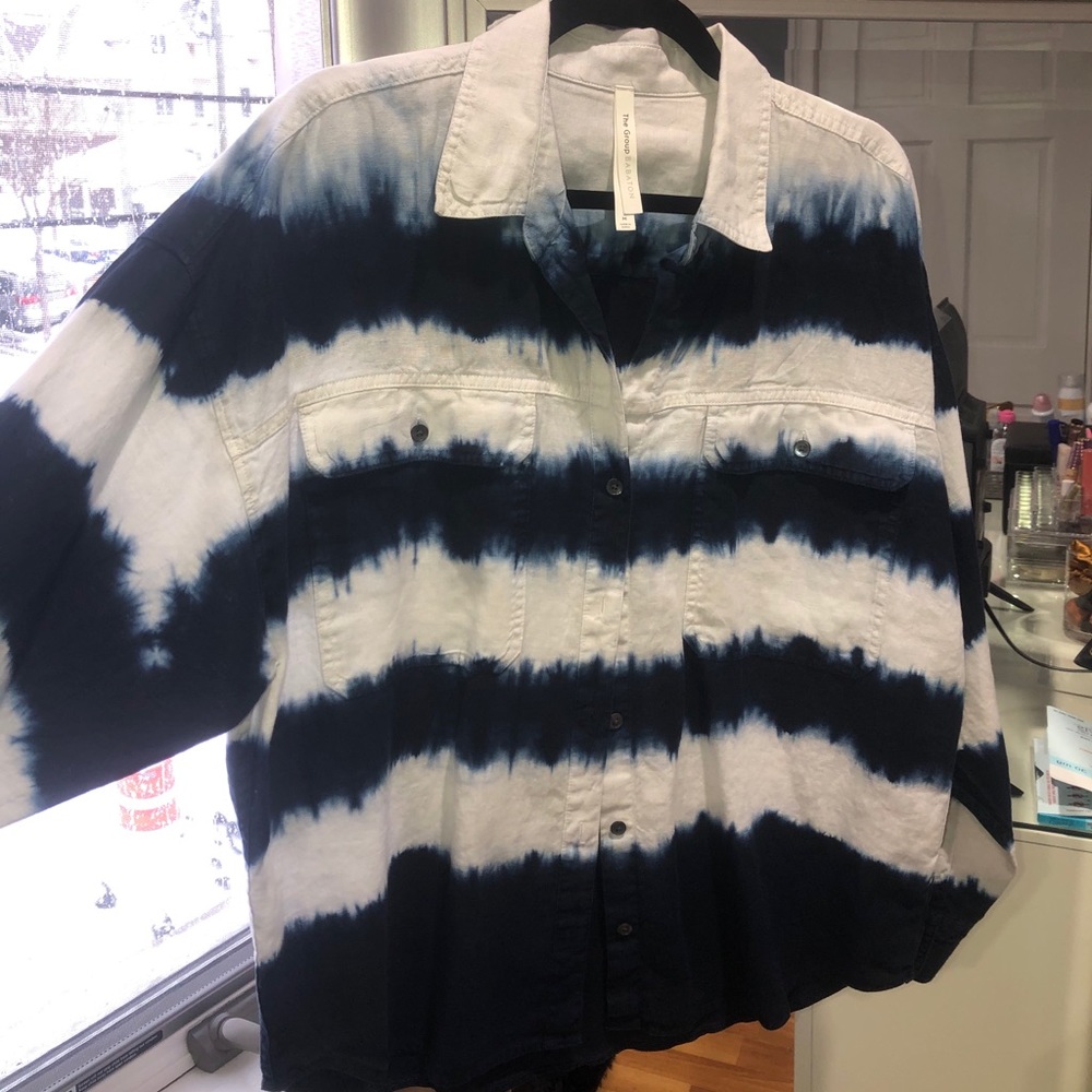 Stylish oversized tie-dye button down